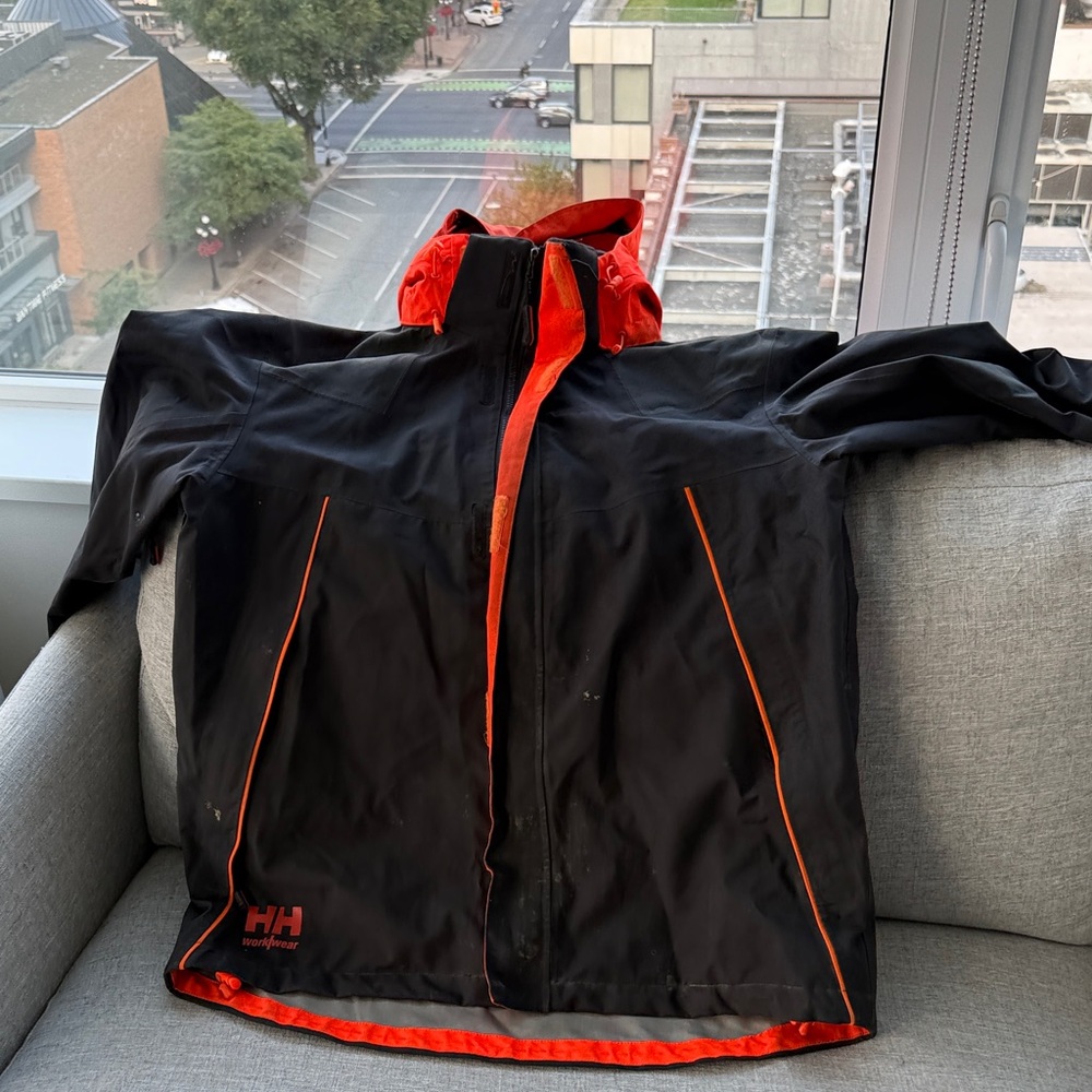 Helly Hansen Black and Orange Hooded Jacket.